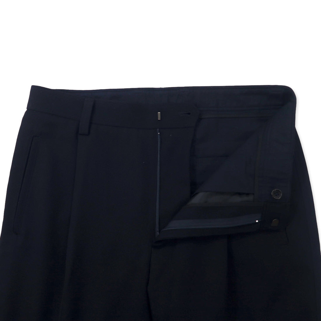 Kemit Wool Tuck Pants Tapered Slacks 48 Navy Wool Gabardine 0301-0209 Made in Japan