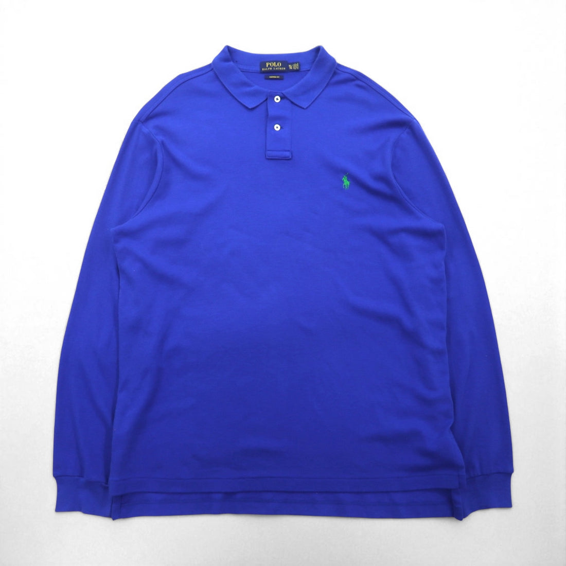 Polo Ralph Lauren ビッグサイズ 長袖ポロシャツ ラガーシャツ XL ブルー CUSTOM FIT スモールポニー刺繡