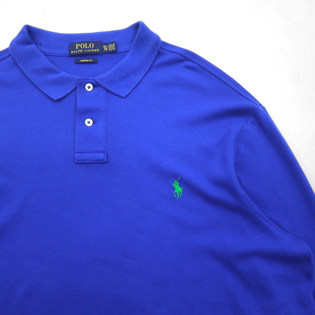 Polo Ralph Lauren ビッグサイズ 長袖ポロシャツ ラガーシャツ XL ブルー CUSTOM FIT スモールポニー刺繡