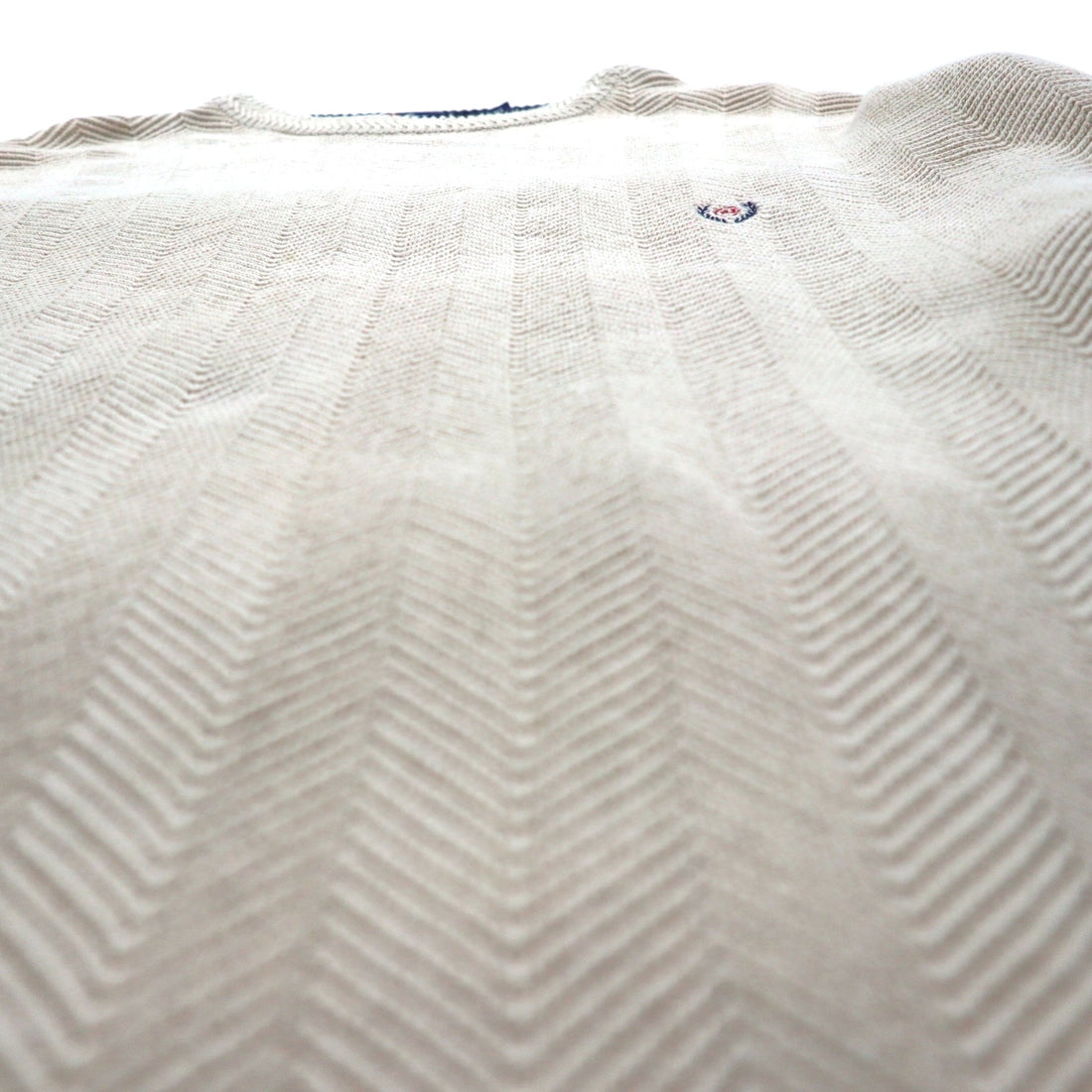 CHAPS RALPH LAUREN 90s 3D Jacquard Herringbone Cotton Knit, Size 2XL, Beige, Hand Flamed