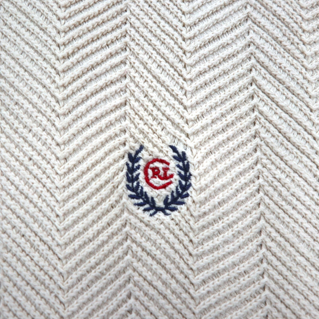 CHAPS RALPH LAUREN 90s 3D Jacquard Herringbone Cotton Knit, Size 2XL, Beige, Hand Flamed