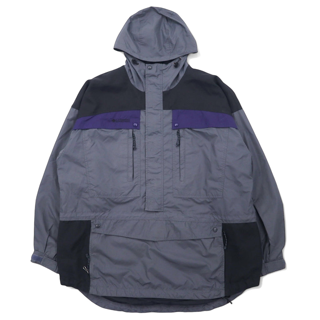 日本然リトテ-古着オンライン-Columbia 90年代 アノラックパーカー マウンテンパーカー XL グレー ナイロン ドローコード-Columbia 90's Anorak Hoodie Mountain Parka XL Gray Nylon Drawcord