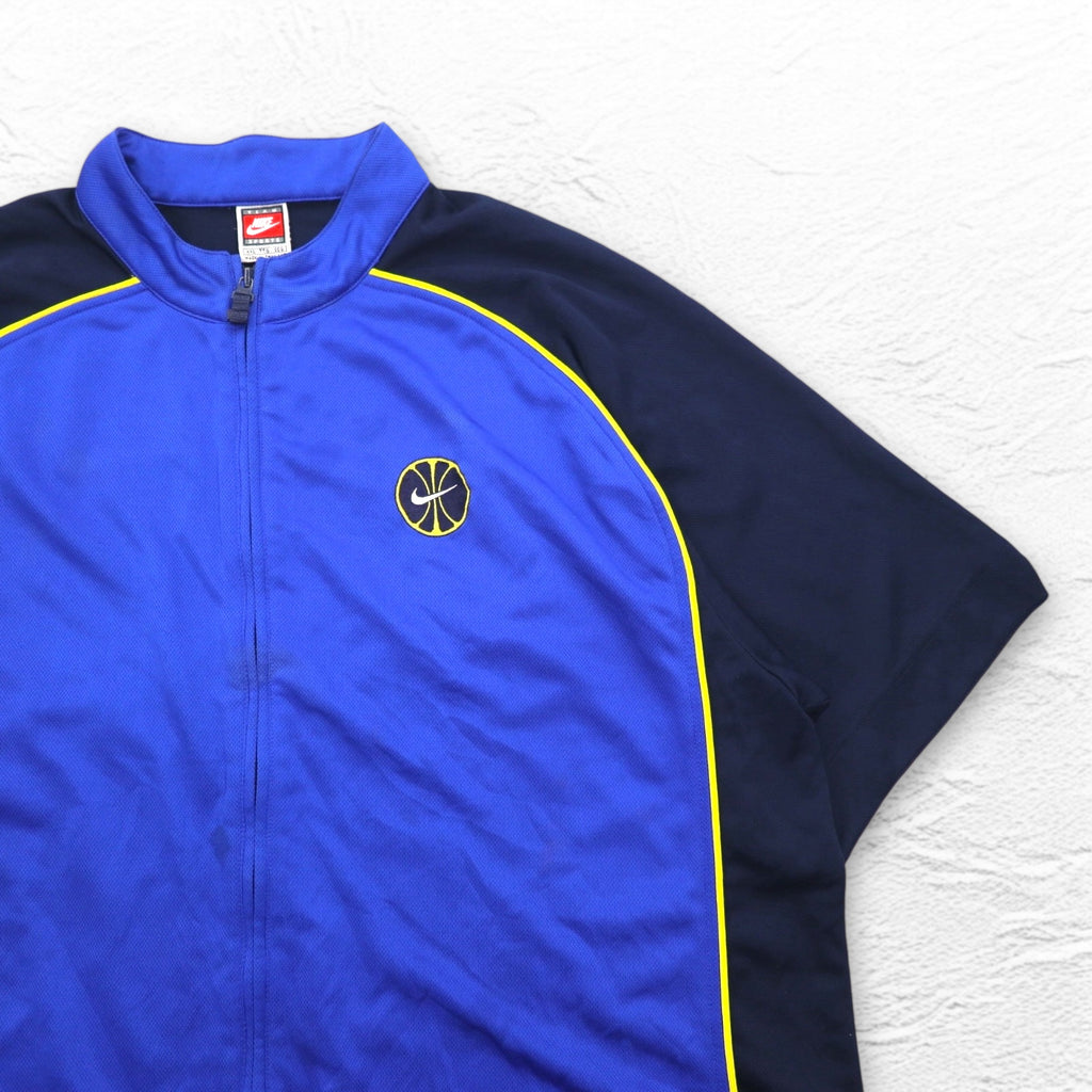 NIKE 90年代 TEAMタグ 半袖 バスケ ジャージ トラックジャケット 2XL ブルー スウォッシュ