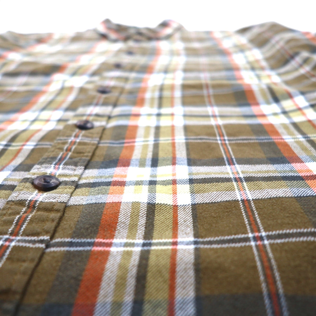 Eddie Bauer ボタンダウン フランネルシャツ L ブラウン チェック RELAXED FIT 胸ポケット 7709
