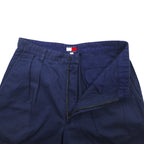 TOMMY HILFIGER Tucked Wide Chino Pants, Medium, Navy, Cotton