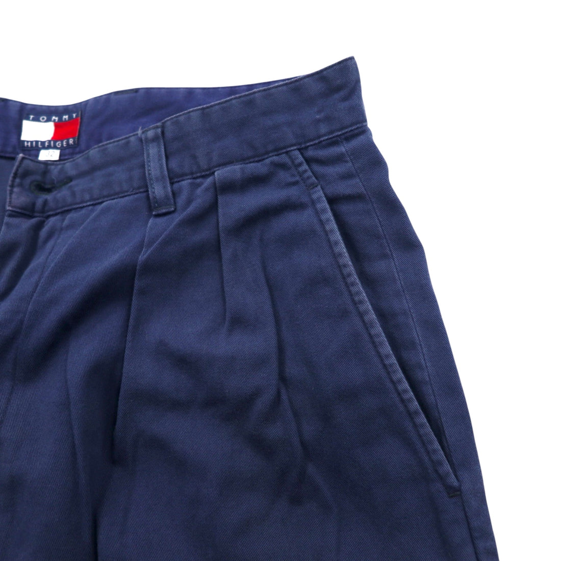 TOMMY HILFIGER Tucked Wide Chino Pants, Medium, Navy, Cotton
