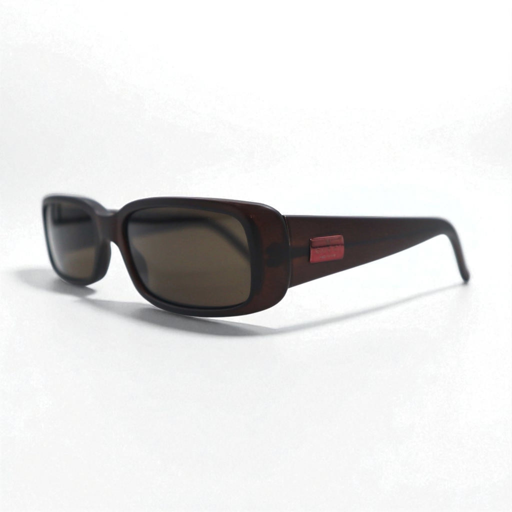GUCCI Italian-made rectangular loop sunglasses, brown, size 140, GG2450/S, E9P, 52◻︎17