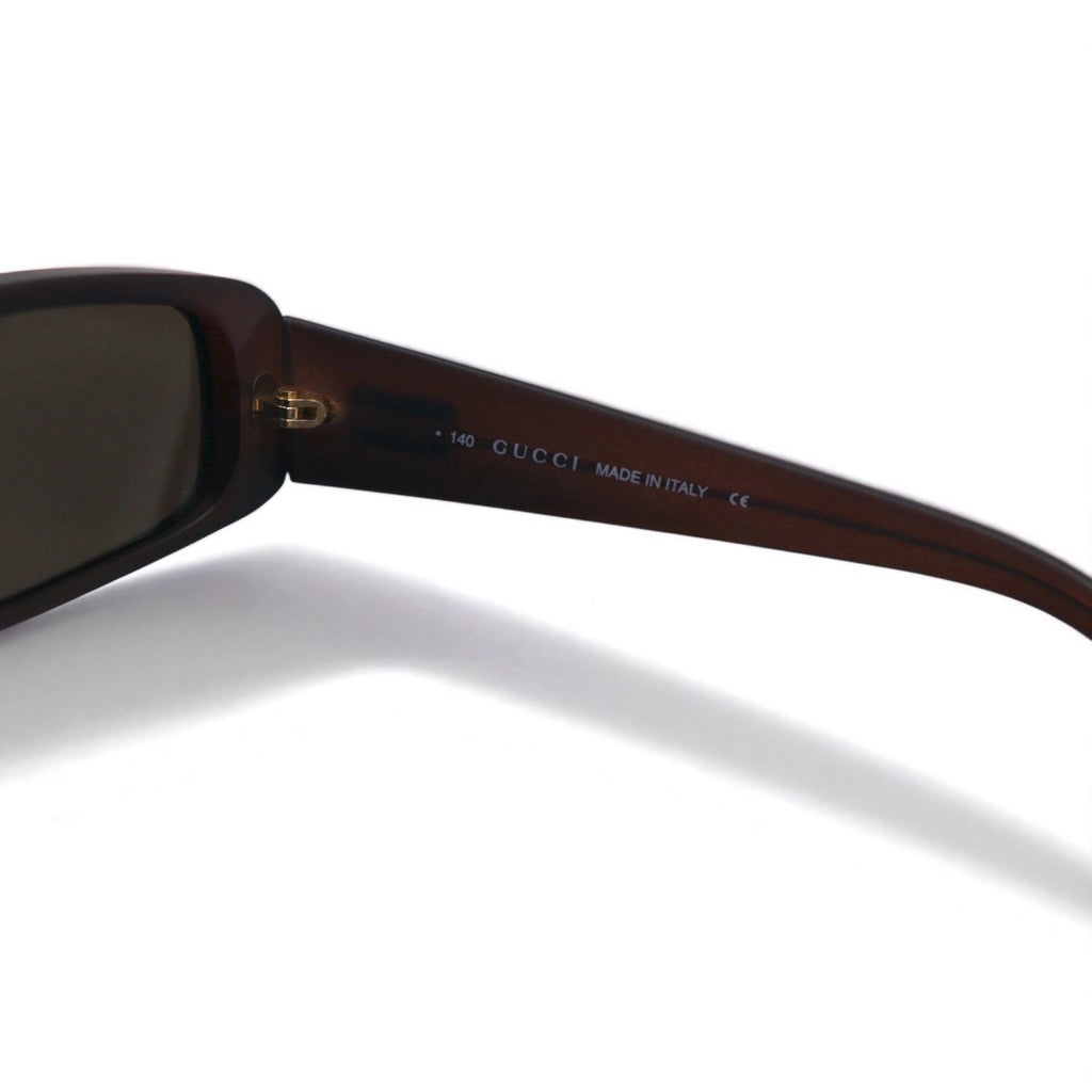 GUCCI Italian-made rectangular loop sunglasses, brown, size 140, GG2450/S, E9P, 52◻︎17