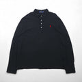 Polo Ralph Lauren ビッグサイズ 長袖ポロシャツ ラガーシャツ 2XL ブラック 鹿の子 スモールポニー刺繡