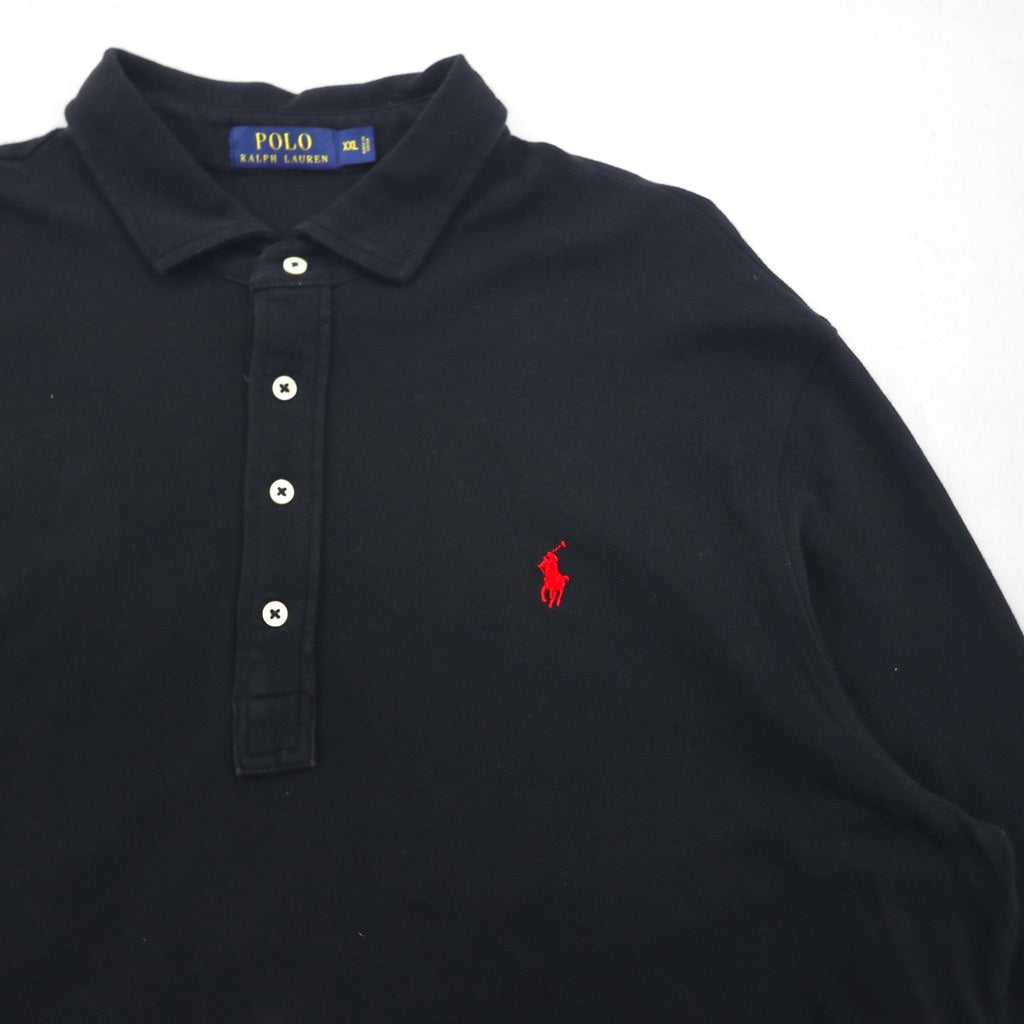 Polo Ralph Lauren ビッグサイズ 長袖ポロシャツ ラガーシャツ 2XL ブラック 鹿の子 スモールポニー刺繡
