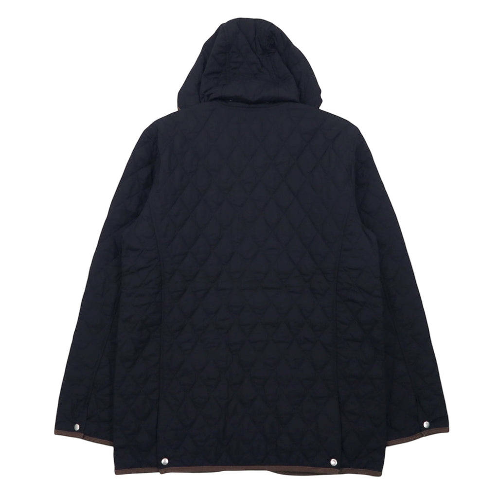 LANDS' END キルティングジャケット L ブラック ポリエステル フード着脱式 襟コーデュロイ