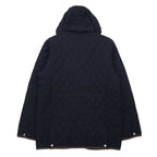 LANDS' END キルティングジャケット L ブラック ポリエステル フード着脱式 襟コーデュロイ