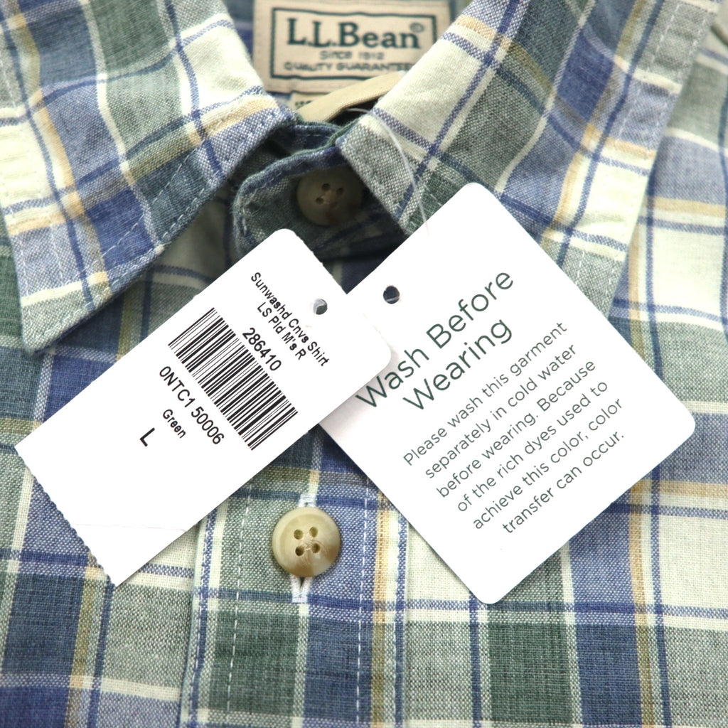 L.L.Bean サンウォッシュ キャンバス フランネルシャツ L チェック TRADITIONAL FIT 286410 未使用品