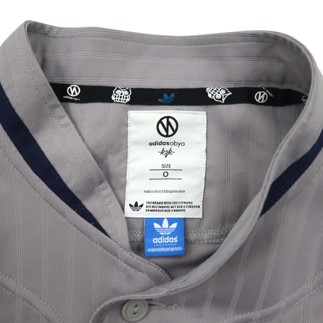 adidas originals x KZK (Kazuki Kuraishi) ObyO Baseball Shirt, XL, Gray, Polyester, NORDEN, O17334