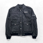 HARLEY DAVIDSON A-2 Leather Flight Bomber Jacket, Military Riders, L, Black, Grained Leather, Removable Liner, Epaulettes