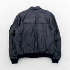 HARLEY DAVIDSON A-2 Leather Flight Bomber Jacket, Military Riders, L, Black, Grained Leather, Removable Liner, Epaulettes