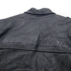 HARLEY DAVIDSON A-2 Leather Flight Bomber Jacket, Military Riders, L, Black, Grained Leather, Removable Liner, Epaulettes