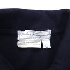 Salvatore Ferragamo イタリア製 ワイドシルエット ポロシャツ L ネイビー コットン ワンポイントロゴ刺繍