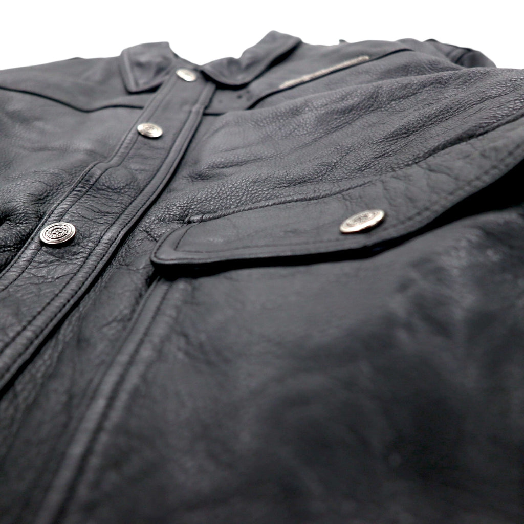 HARLEY DAVIDSON A-2 Leather Flight Bomber Jacket, Military Riders, L, Black, Grained Leather, Removable Liner, Epaulettes