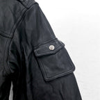 HARLEY DAVIDSON A-2 Leather Flight Bomber Jacket, Military Riders, L, Black, Grained Leather, Removable Liner, Epaulettes