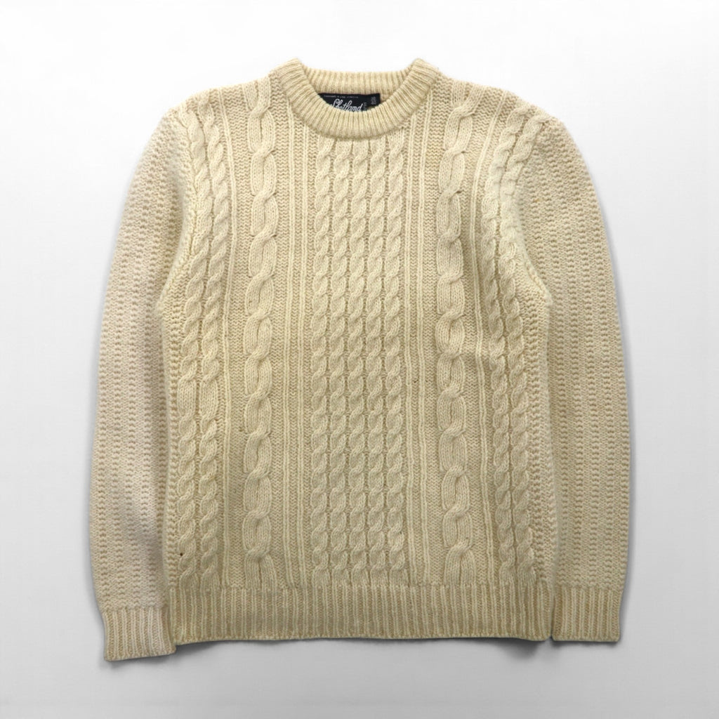 80s Vintage Shetland Wool Fisherman Sweater フィッシャーマン アランニット セーター L 生成り 羊毛