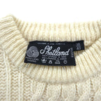 80s Vintage Shetland Wool Fisherman Sweater フィッシャーマン アランニット セーター L 生成り 羊毛