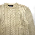 80s Vintage Shetland Wool Fisherman Sweater フィッシャーマン アランニット セーター L 生成り 羊毛