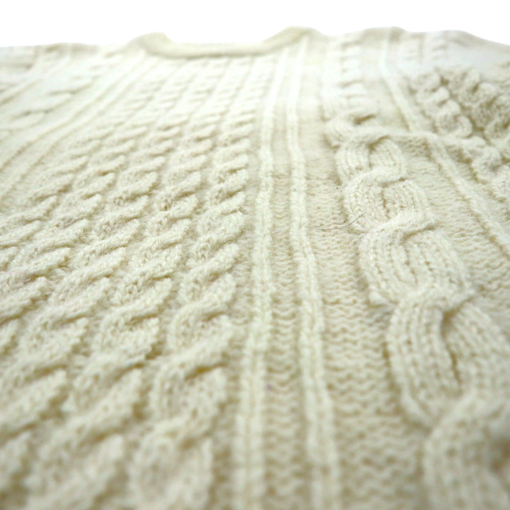 80s Vintage Shetland Wool Fisherman Sweater フィッシャーマン アランニット セーター L 生成り 羊毛