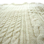 80s Vintage Shetland Wool Fisherman Sweater フィッシャーマン アランニット セーター L 生成り 羊毛