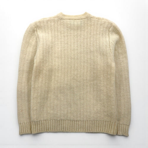 80s Vintage Shetland Wool Fisherman Sweater フィッシャーマン アランニット セーター L 生成り 羊毛