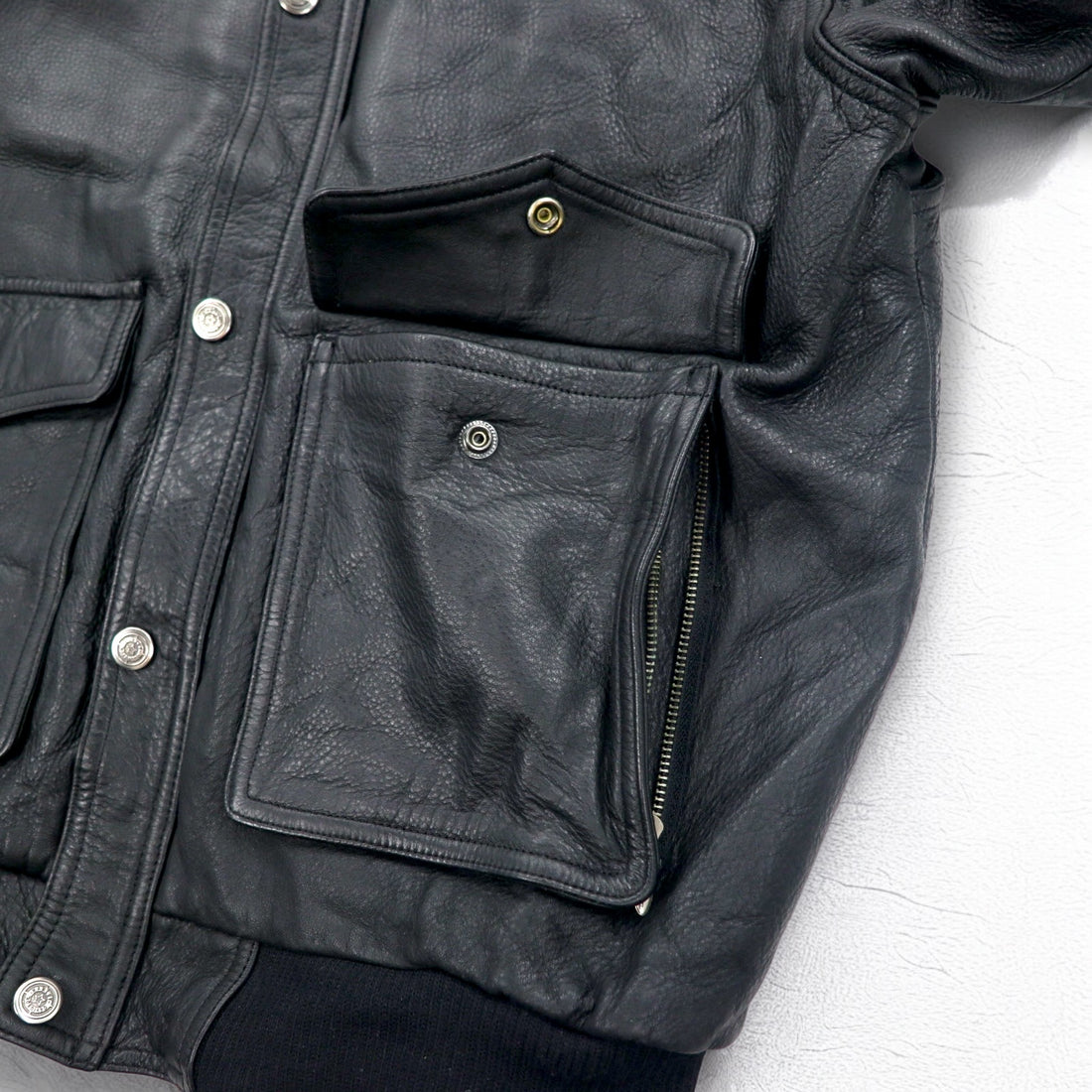 HARLEY DAVIDSON A-2 Leather Flight Bomber Jacket, Military Riders, L, Black, Grained Leather, Removable Liner, Epaulettes