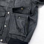 HARLEY DAVIDSON A-2 Leather Flight Bomber Jacket, Military Riders, L, Black, Grained Leather, Removable Liner, Epaulettes
