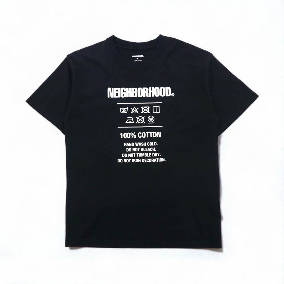 NEIGHBORHOOD QC/C-TEE.SS T-Shirt, Size Small, Black, Cotton, 212PCNH-ST07, Made in Japan