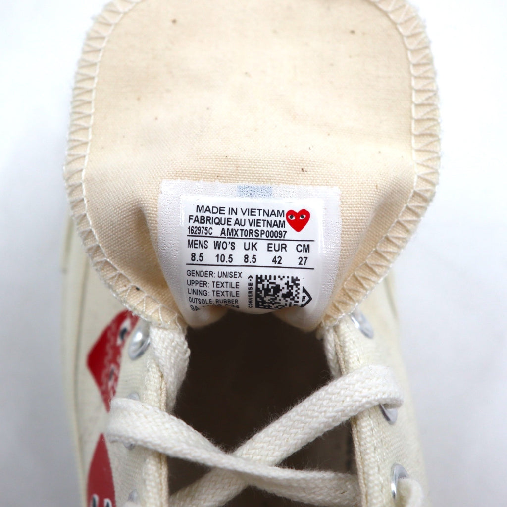 PLAY COMME des GARCONS × CONVERSE CT70 Sneakers 27cm White Chuck Taylor 70 Chuck Taylor Multi Heart 162975C