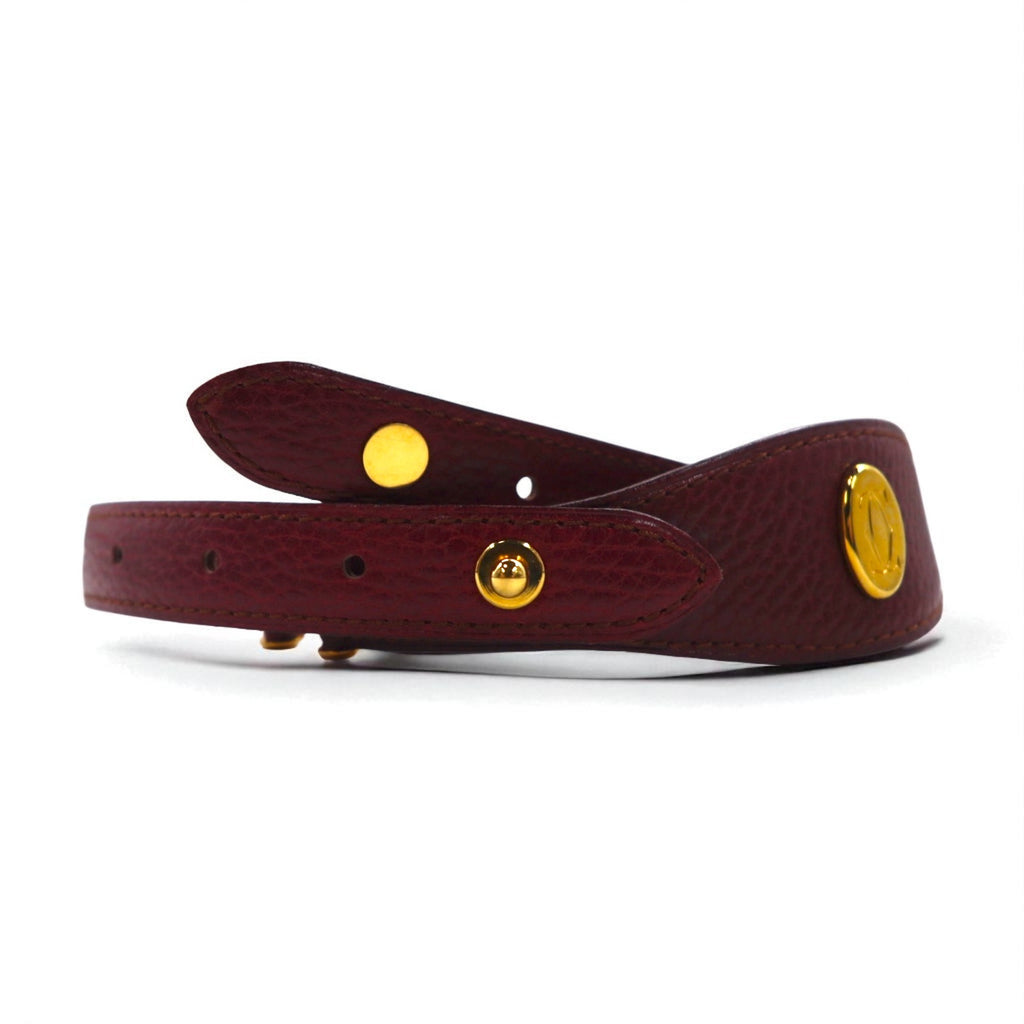 Cartier Old Must Line Leather Belt, Made in Spain, Bordeaux Grain Leather, Trinity Hardware