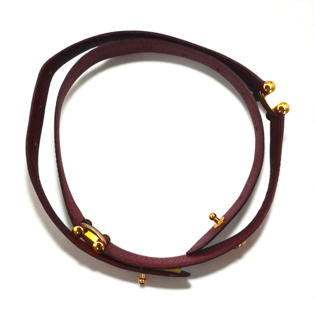Cartier Old Must Line Leather Belt, Made in Spain, Bordeaux Grain Leather, Trinity Hardware
