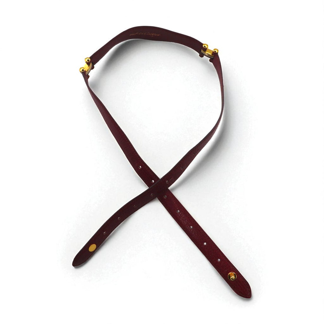 Cartier Old Must Line Leather Belt, Made in Spain, Bordeaux Grain Leather, Trinity Hardware