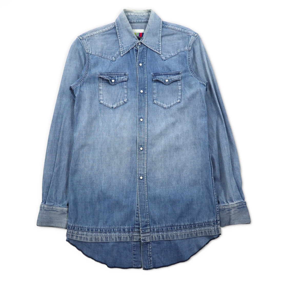 FACETASM Long Denim Western Shirt, Medium, Blue, Cotton, TK-SH-01, Made in Japan