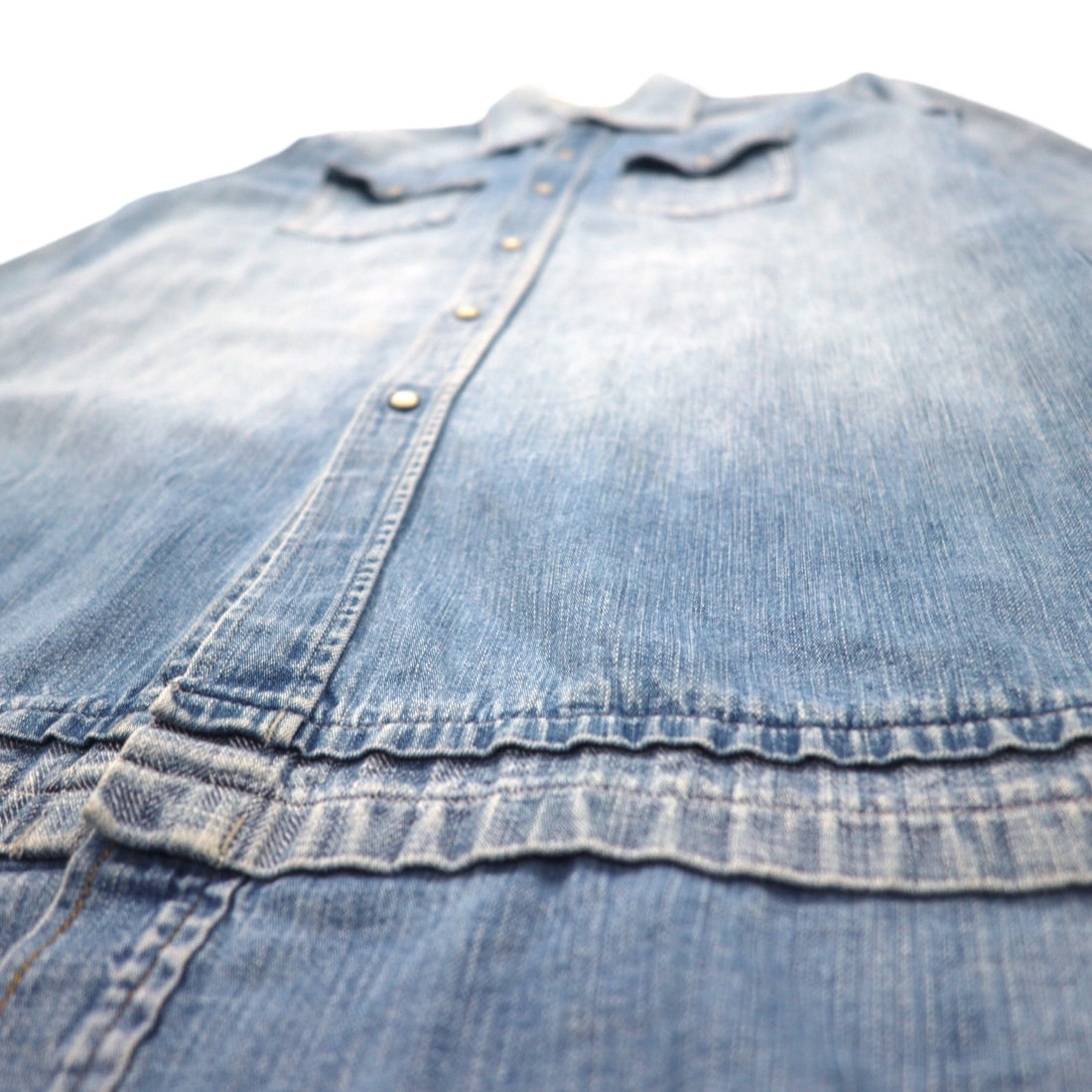 FACETASM Long Denim Western Shirt, Medium, Blue, Cotton, TK-SH-01, Made in Japan