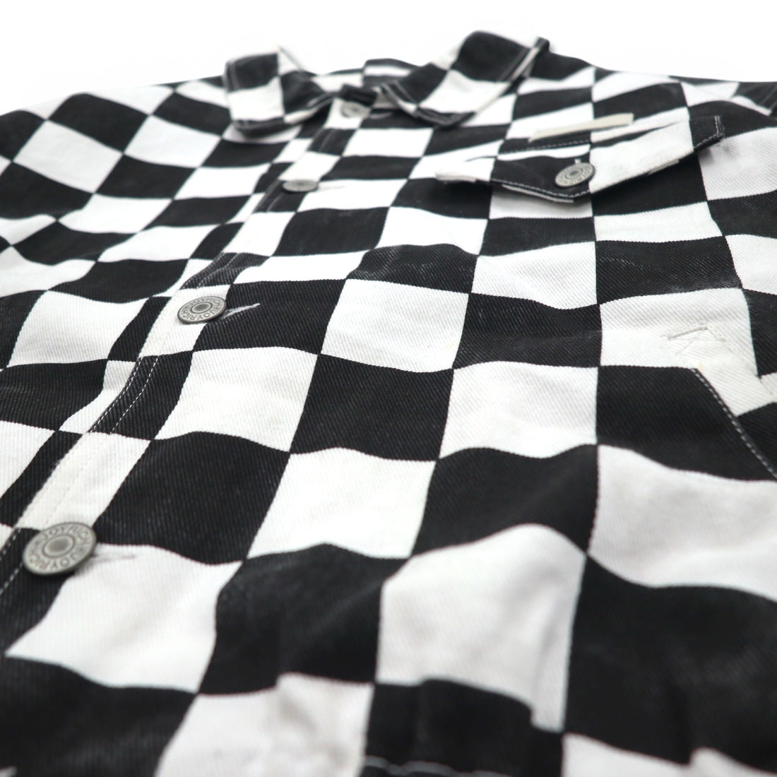 JOYRICH フラッグチェック デニム トラッカージャケット L ホワイト ブラック コットン