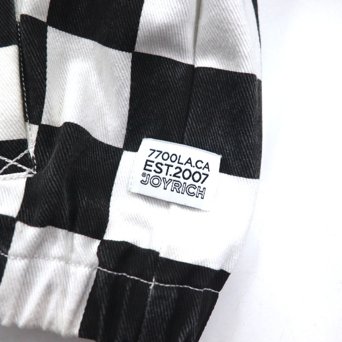 JOYRICH フラッグチェック デニム トラッカージャケット L ホワイト ブラック コットン