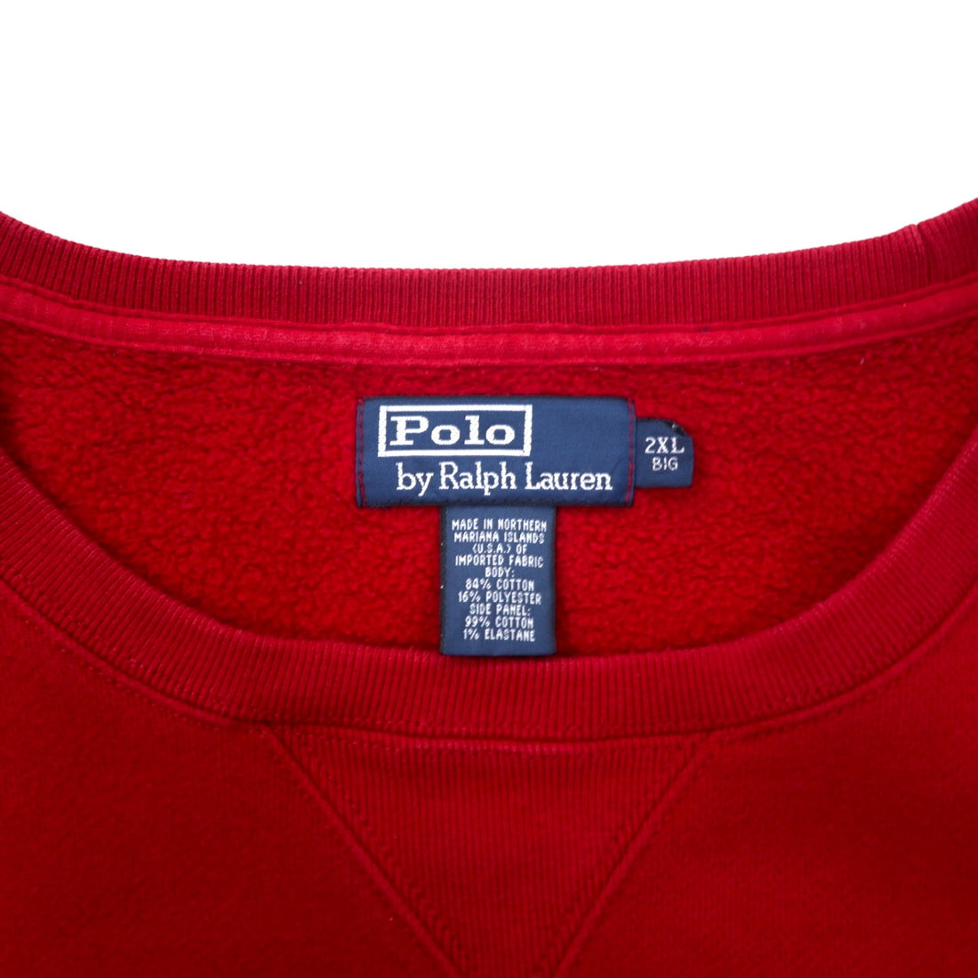 Polo by Ralph Lauren Reverse Weave Sweatshirt 2XL BIG Red Cotton Front V Small Pony Embroidery Big Size