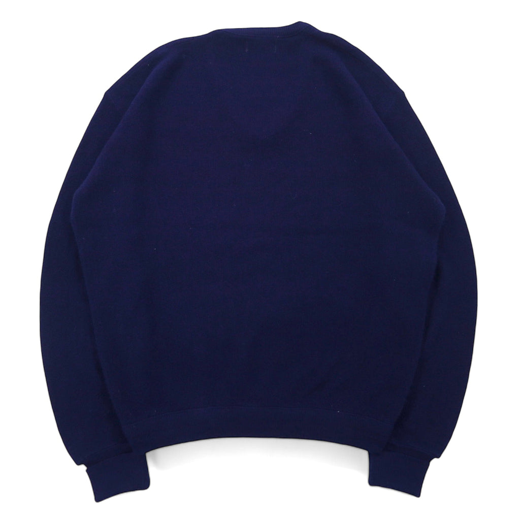 IZOD LACOSTE 70s Spool Tag V-neck Acrylic Knit Sweater L Navy One Point Logo