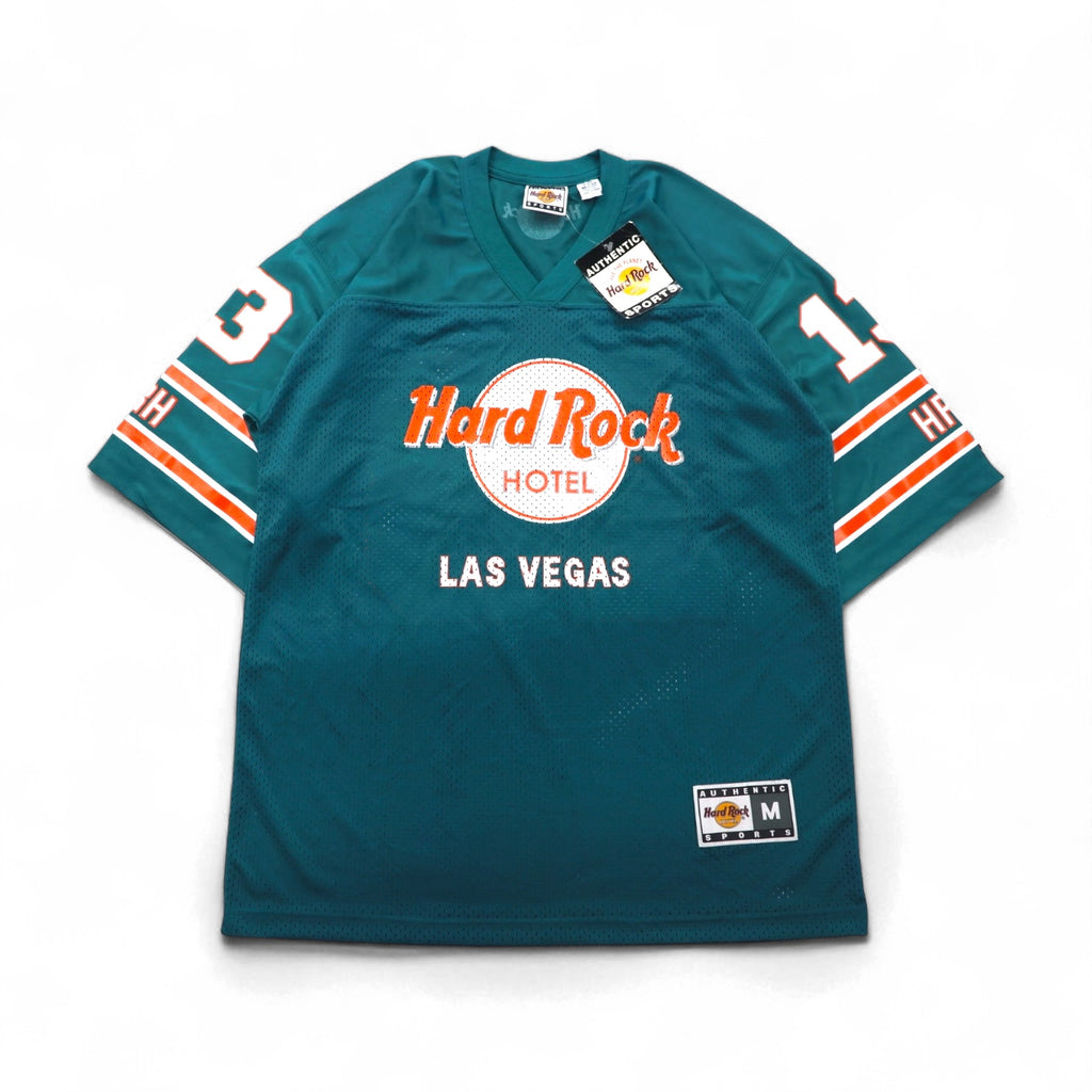 Hard Rock Hotel 90s Game Shirt, Size L, Green, Nylon, Logo Print, Numbering, Deadstock, Unused