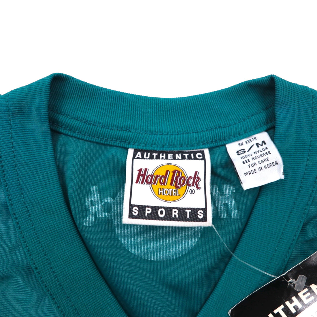 Hard Rock Hotel 90s Game Shirt, Size L, Green, Nylon, Logo Print, Numbering, Deadstock, Unused