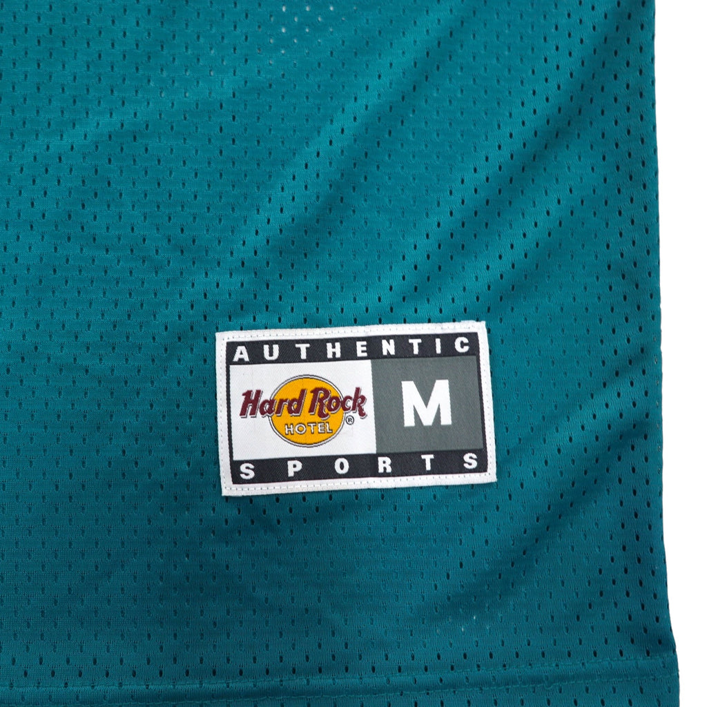 Hard Rock Hotel 90s Game Shirt, Size L, Green, Nylon, Logo Print, Numbering, Deadstock, Unused