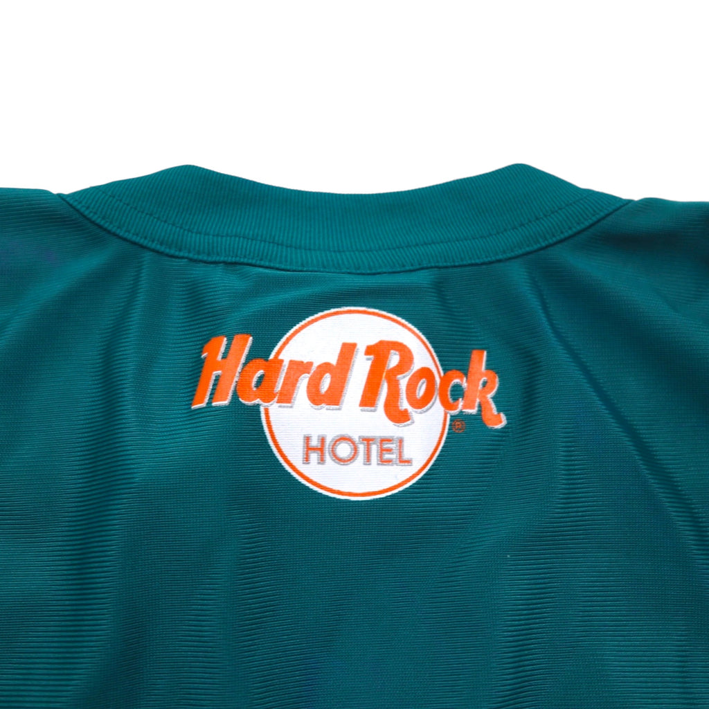Hard Rock Hotel 90s Game Shirt, Size L, Green, Nylon, Logo Print, Numbering, Deadstock, Unused