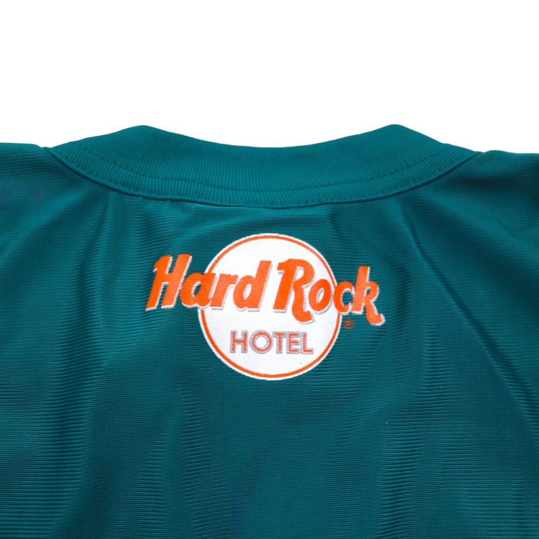 Hard Rock Hotel 90s Game Shirt, Size L, Green, Nylon, Logo Print, Numbering, Deadstock, Unused