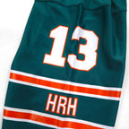 Hard Rock Hotel 90s Game Shirt, Size L, Green, Nylon, Logo Print, Numbering, Deadstock, Unused