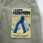 BIG JOHN 70s Center Press Bootcut Flared Pants S Beige Deadstock Unused